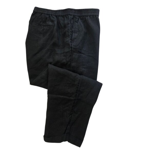 J.Jill Love Linen 2XL Black Relaxed Fit Cropped Pants Elastic Waist - Picture 4 of 16
